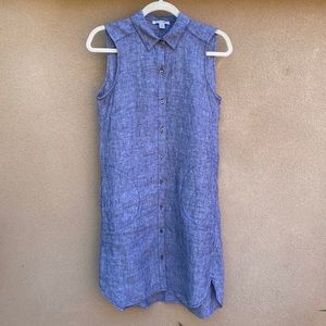PURE NAVY Linen Shirt Dress